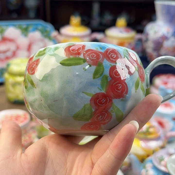 瓷片景德镇手绘高温釉下彩陶瓷茶具