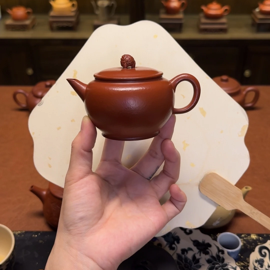 紫砂茶壶140cc，纳福壶，小煤窑朱泥