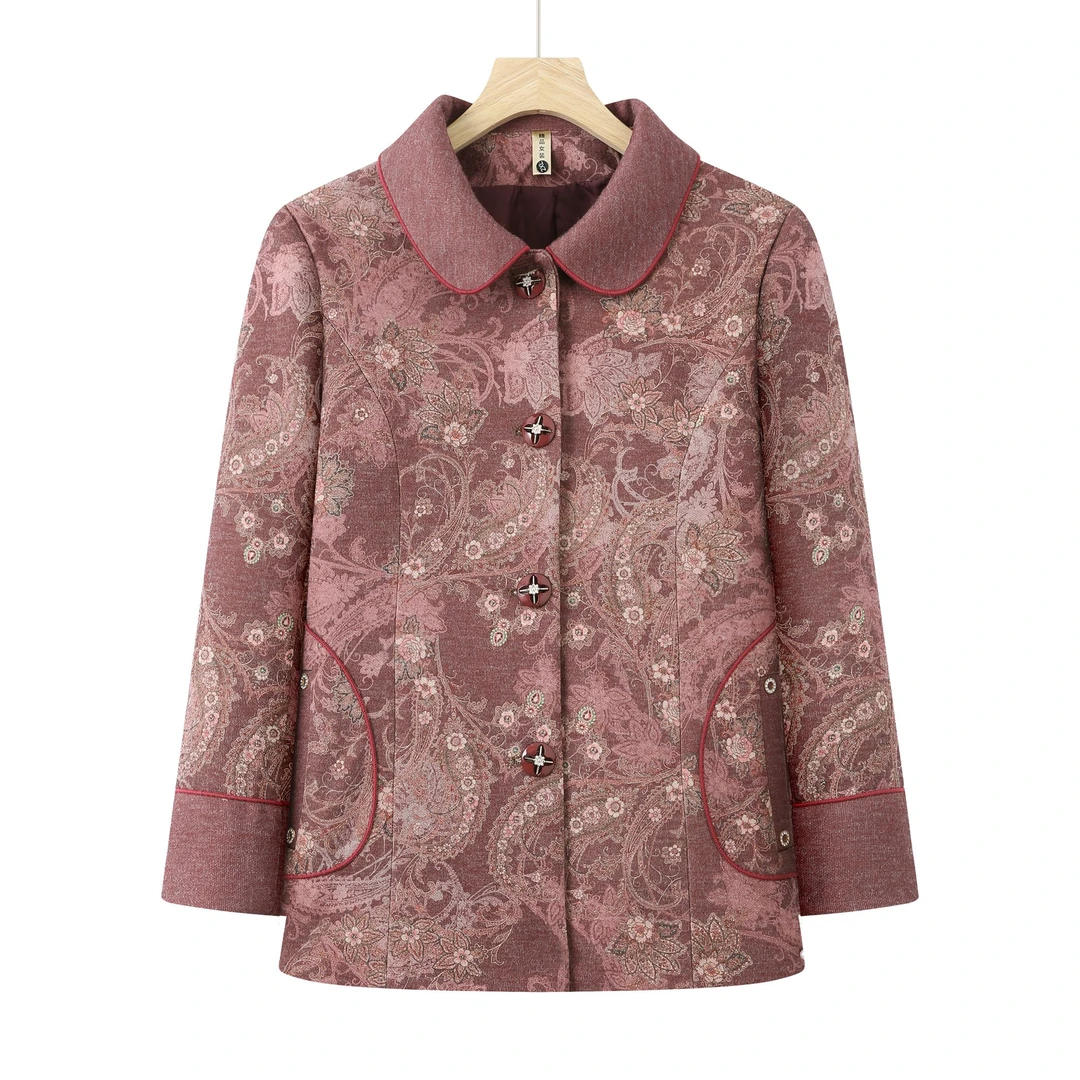 6288-新款中老年时尚洋气翻领妈妈装外套女【康燕】