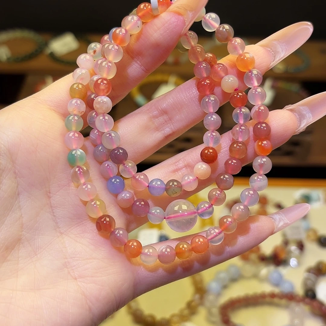 水晶手链银S925镶嵌彩色1012