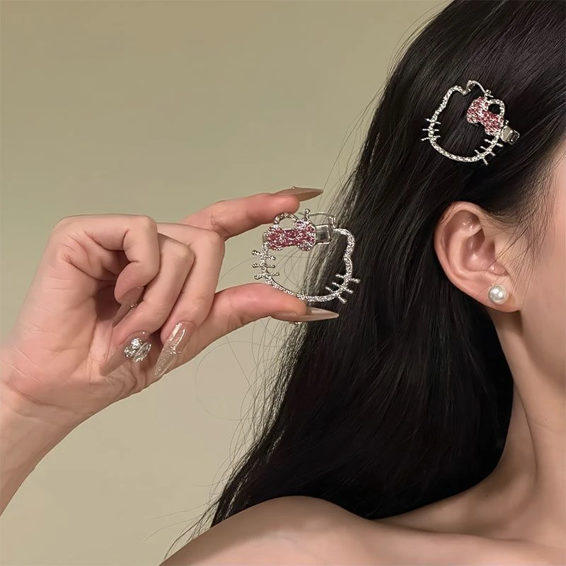 hellokitty发夹甜美水钻kt猫咪发夹可爱发卡侧边夹发饰2025新款