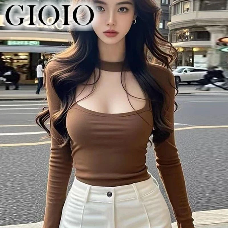 GIOIO欲春秋辣妹风短款新款显瘦纯2025年上衣挂脖复古设计感内搭