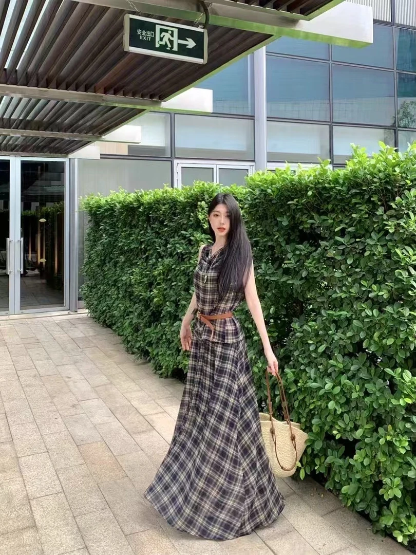 少女风老钱风休闲风时尚套装复古连衣裙法式国风夏季长裙