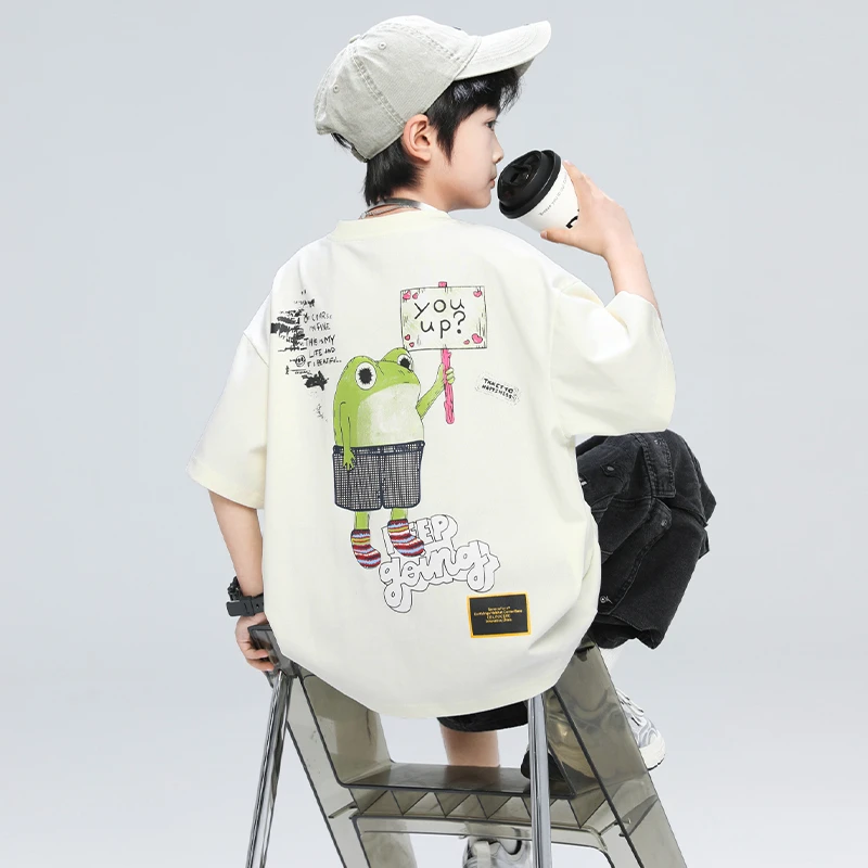 男童夏季圆领短袖2025新款夏装宽松T恤衫中大儿童上衣【B5057