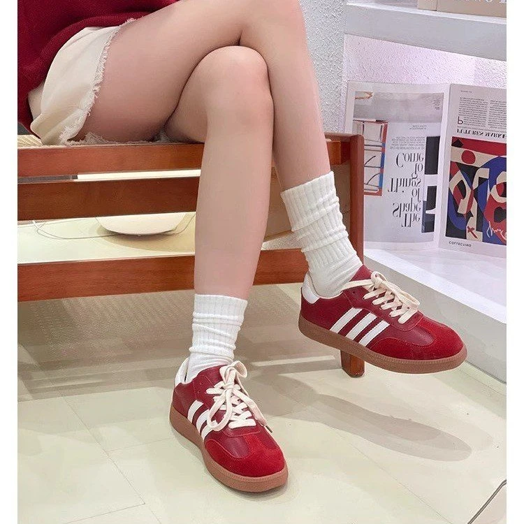 圆韩版德训鞋女2025春季新款系带复古休闲板鞋港风学生阿甘鞋