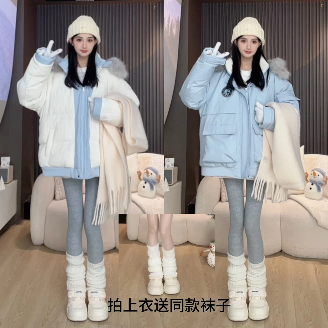 H胡萝卜【两面穿立领派克服棉服】冬季新款休闲连帽