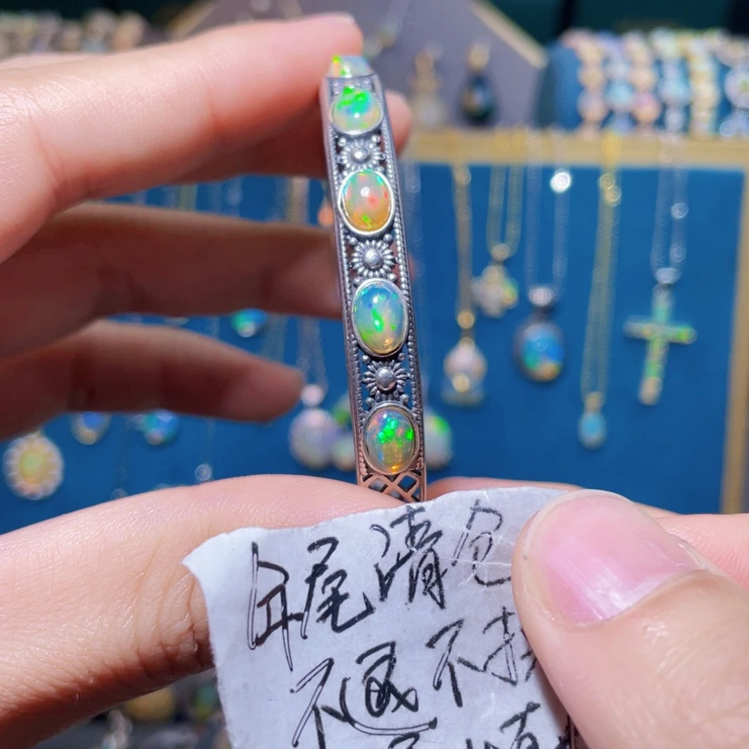 欧泊手镯）银S925镶嵌