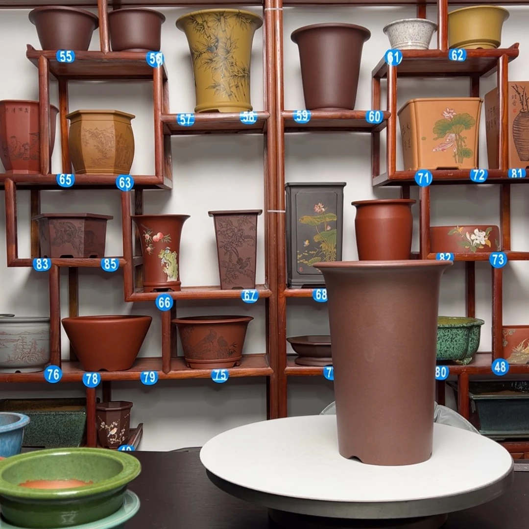 紫砂花盆拙*幽圆桶花盆