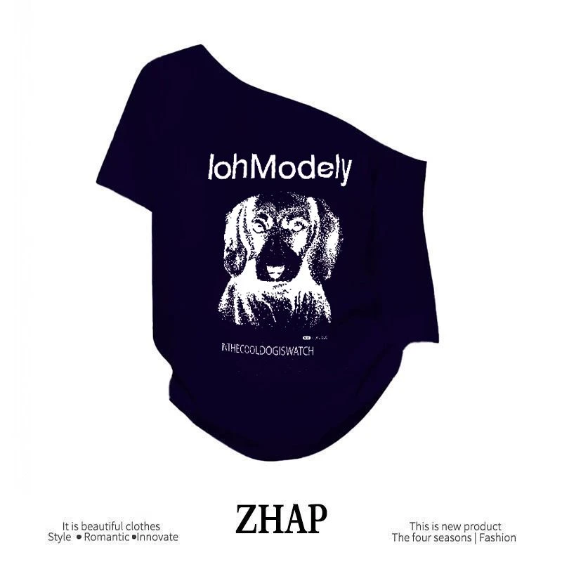 【ZHAP】新款一字肩宽松短袖洋气狗狗t恤女爆款遮肉显瘦印花上衣