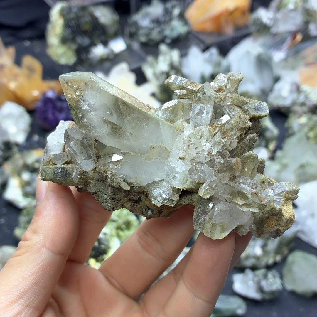 石材超美绿幽晶簇