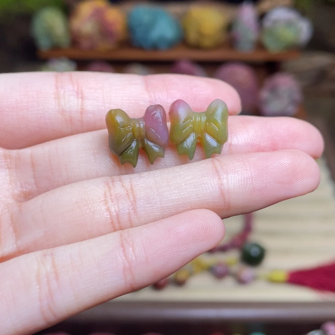 玛瑙/玉髓未镶嵌珠宝半成品盐源玛瑙西瓜蝴蝶结