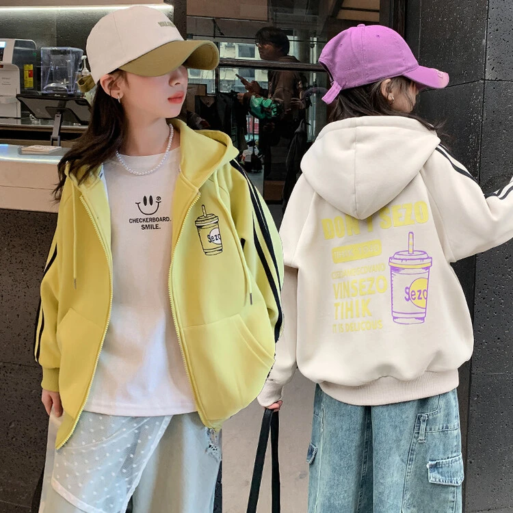 女童春秋装2025休闲宽松中大童洋气韩版儿童开衫夹克上衣秋季外套