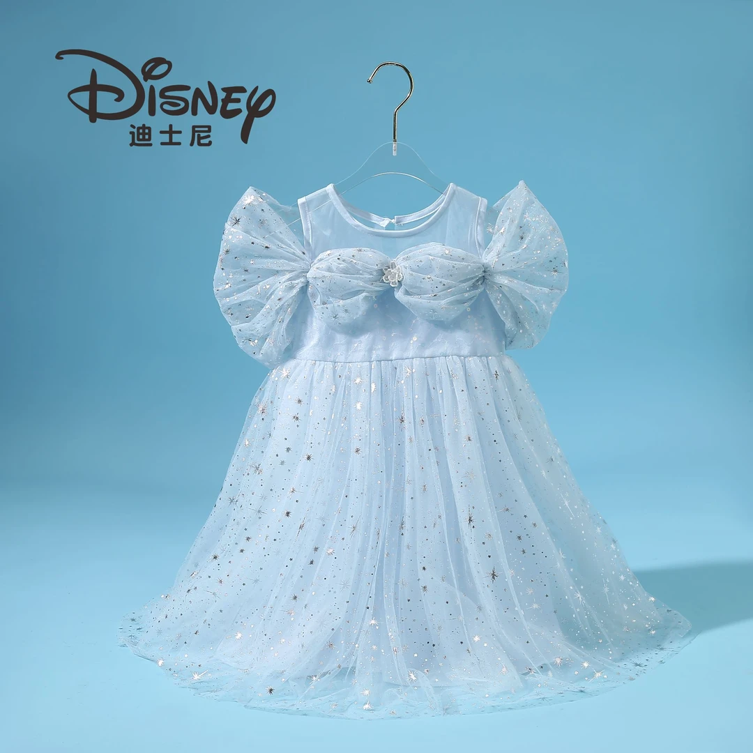 【W】Disney/迪士尼爱莎公主女童洋气短袖淑女公主连衣裙92968