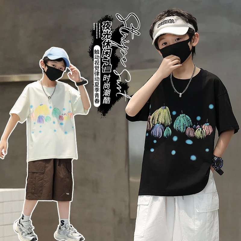 2025夏季儿童宽松时尚短袖男童中大童超个性短袖T恤超酷风