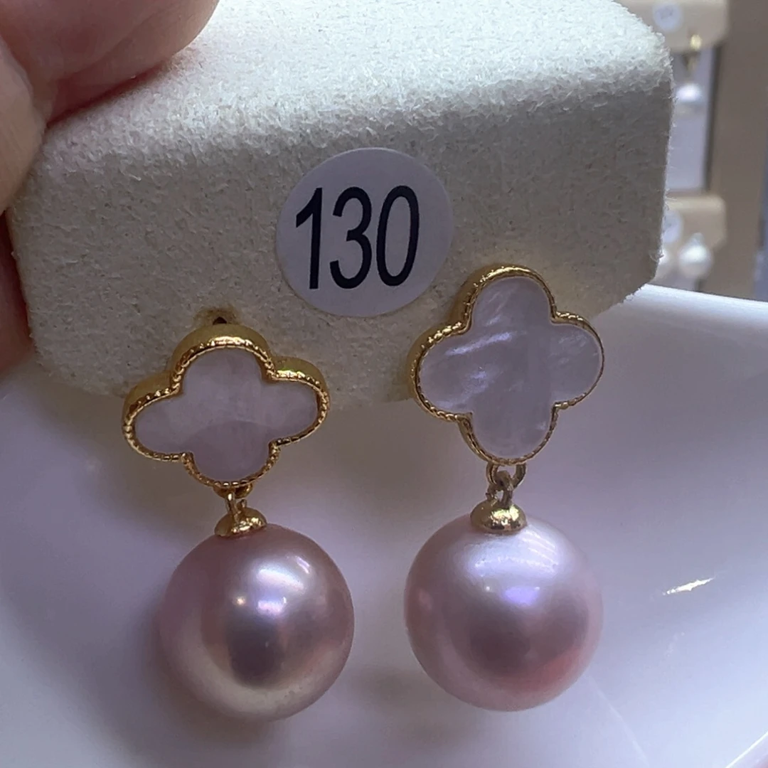 银S925镶嵌淡水珍珠耳饰