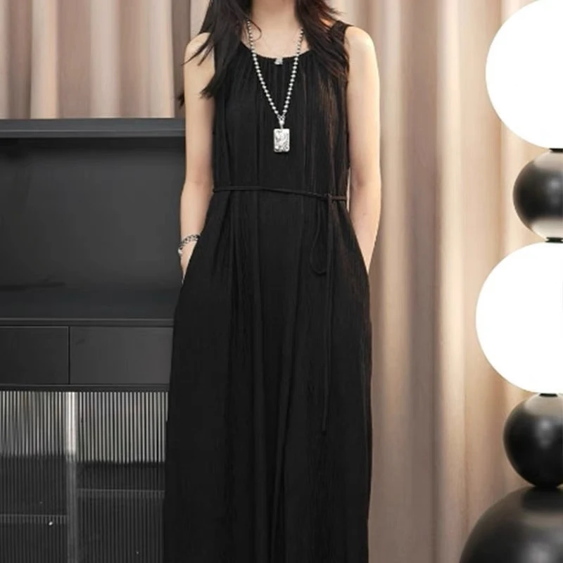 6605 法式百搭无袖连衣裙字女宽松显瘦-裙长117