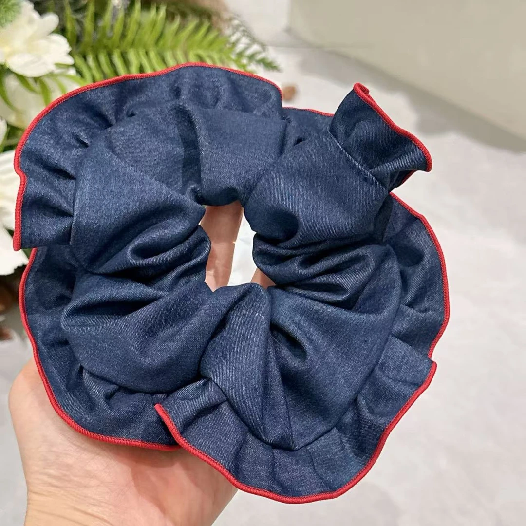 【西部牛仔】系列新款时尚百搭蓝色牛仔裙边发圈2785