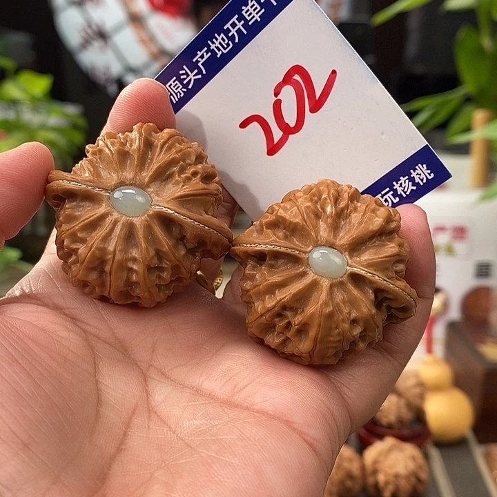 把件文玩核桃41银镶玉肉球宫灯202号