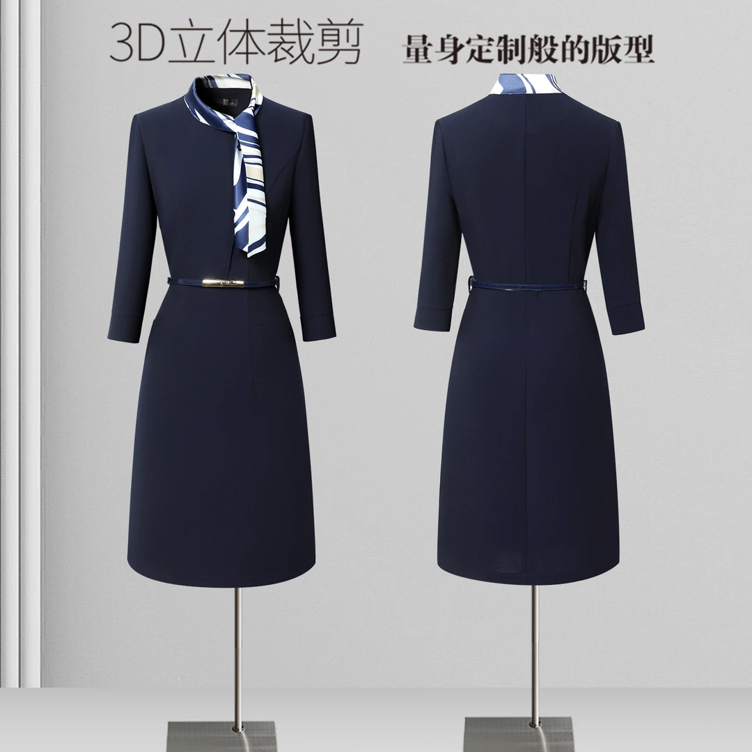 丝巾中裙夏季常规优雅案场连衣裙气质正装时尚通勤装女神范