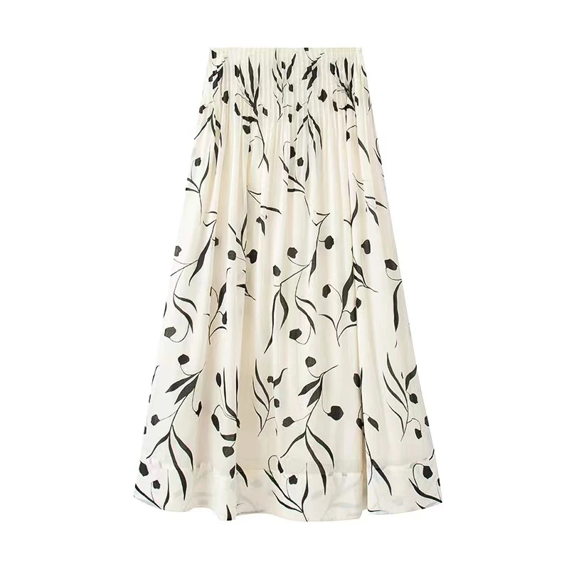 艾家同款2025夏季新品款百搭印碎花中长款半身裙女3533