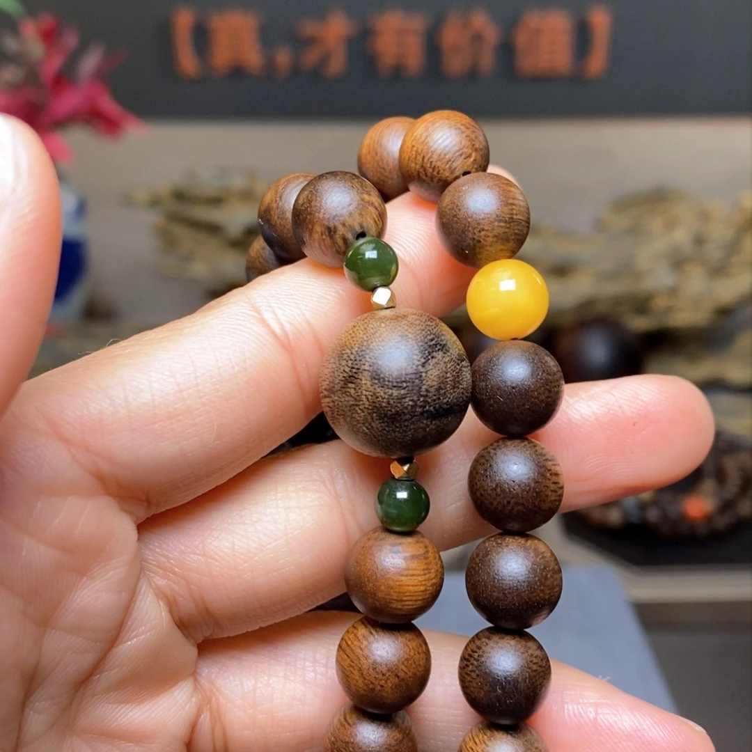 沉香手串越南芽庄白棋楠窖藏限量款1.0➕瘤疤白棋楠1.6