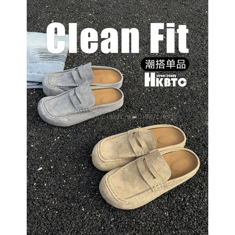 HKBTC大头拖鞋外穿一脚蹬懒人四季穆勒鞋情侣半拖勃肯鞋男女46码