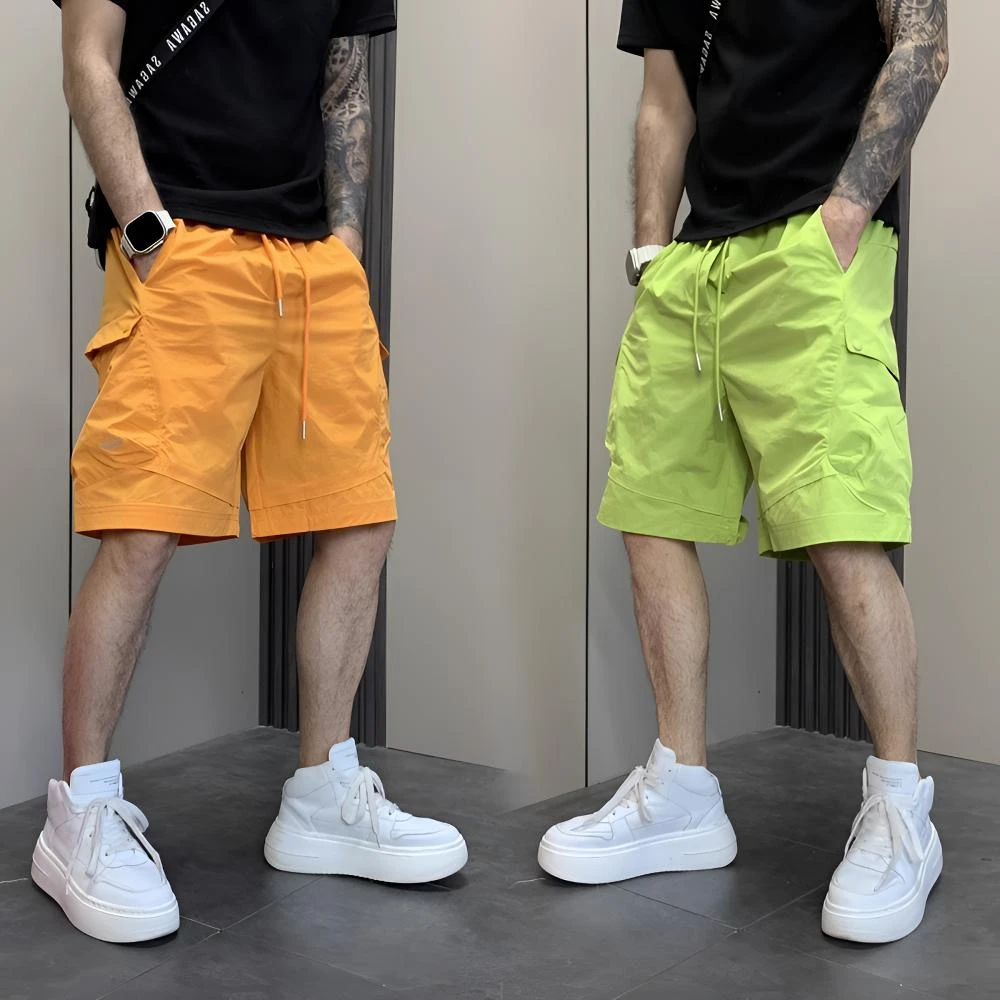 痞帅工装速干短裤男士夏季时尚百搭直筒宽松中裤外穿休闲五分裤子