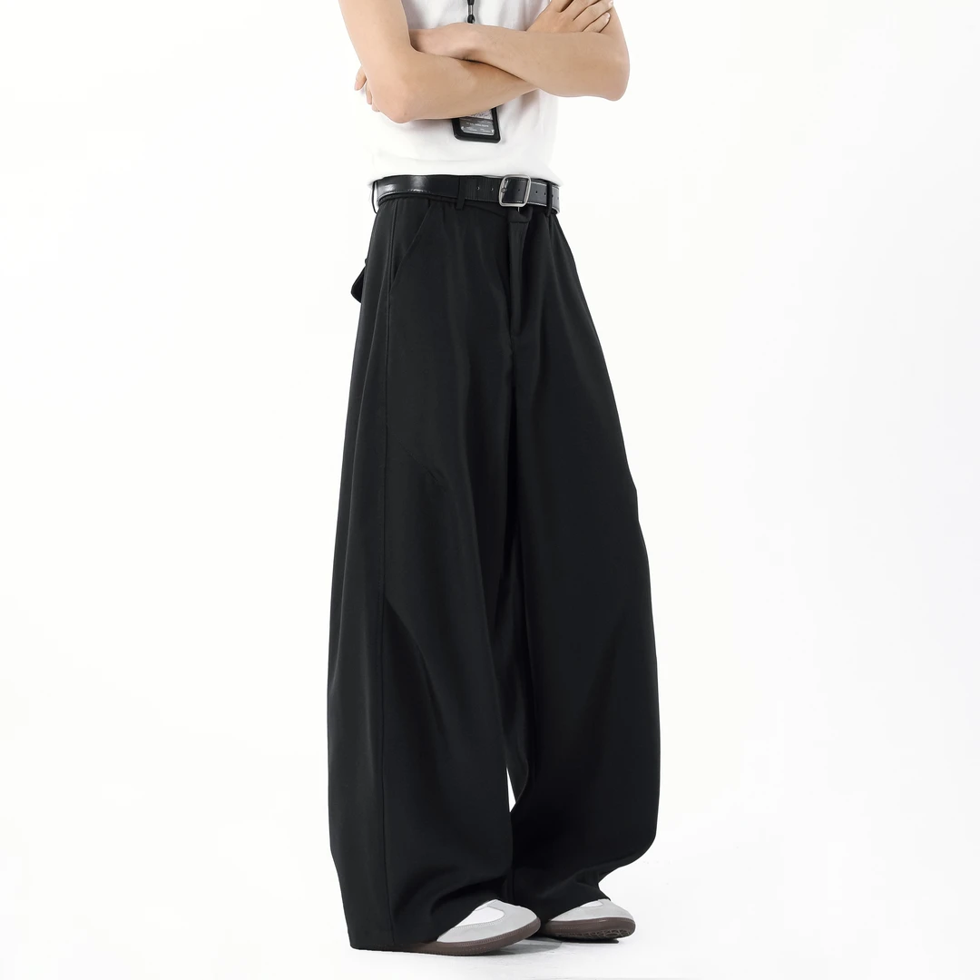 NNEFC简约高级感通勤黑色弯刀西裤男女美式垂坠阔腿百搭休闲裤