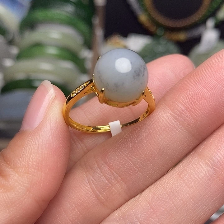 和田玉银S925镶嵌戒指