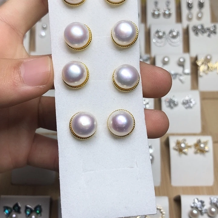 淡水珍珠耳饰银S925镶嵌