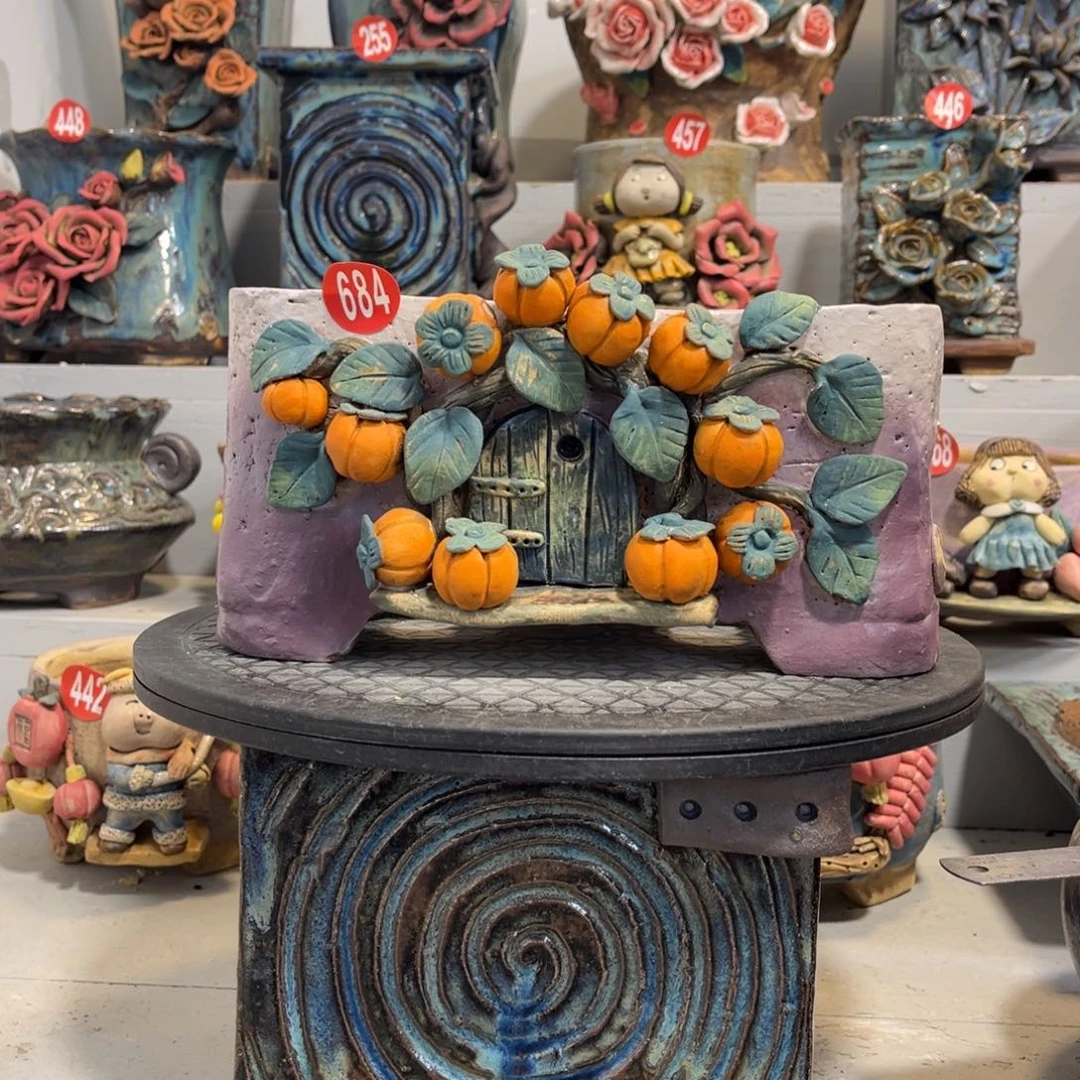 陶瓷微瑕684 号陶然花盆新年快乐