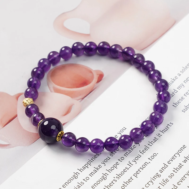 轻奢气质时尚百搭单圈紫水晶简约单圈手串珠手链多样性发一 -8962