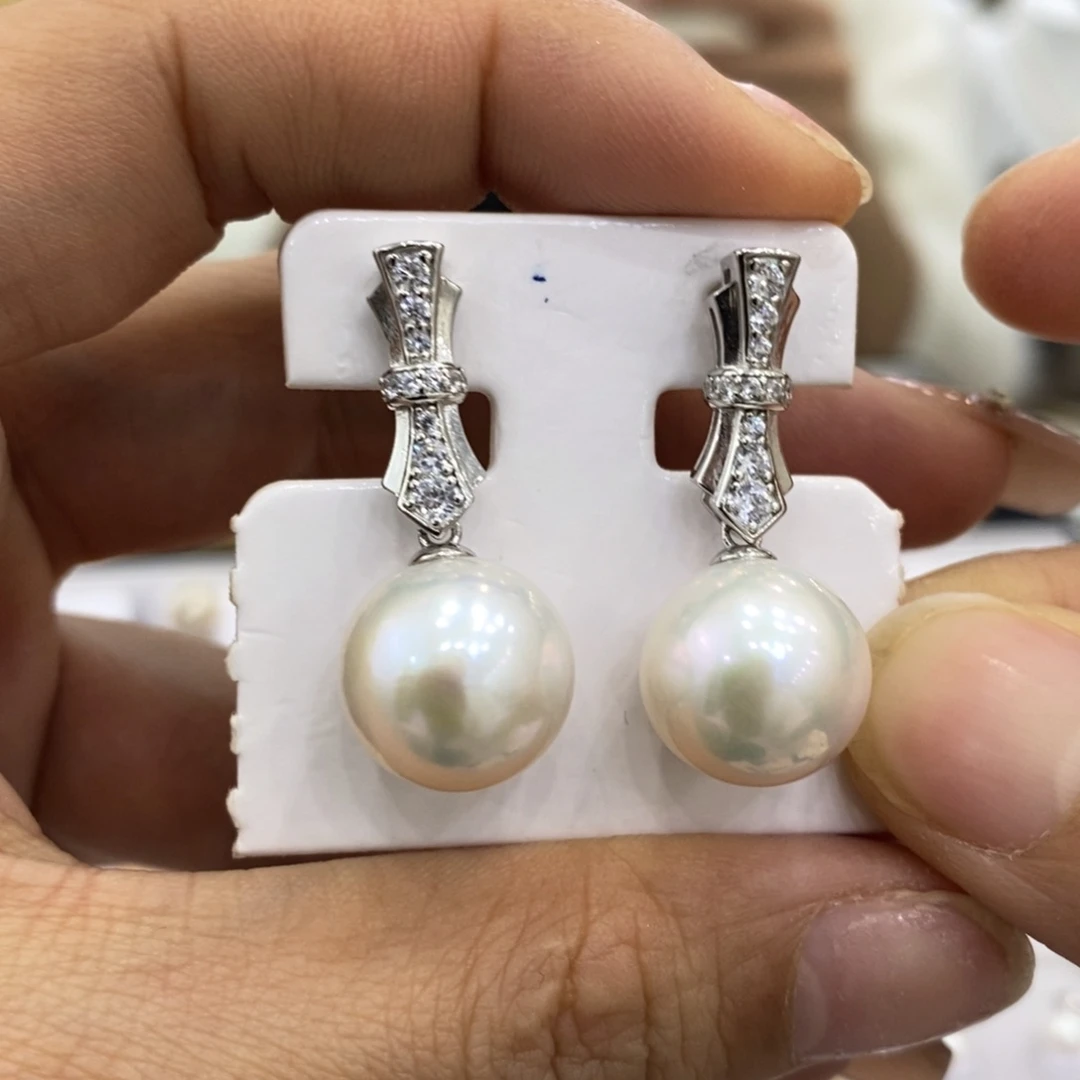 淡水珍珠耳饰银S925镶嵌