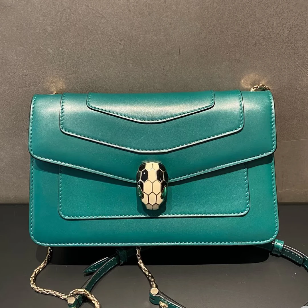 95新 BVLGARI/宝格丽 宝格丽小号祖母绿链条斜挎包25080147-02一