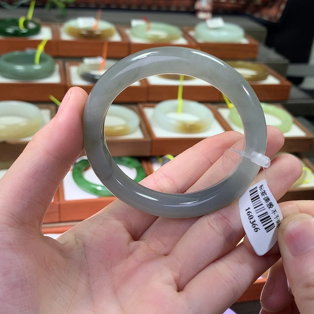 和田玉未镶嵌手镯冰烟紫51 微