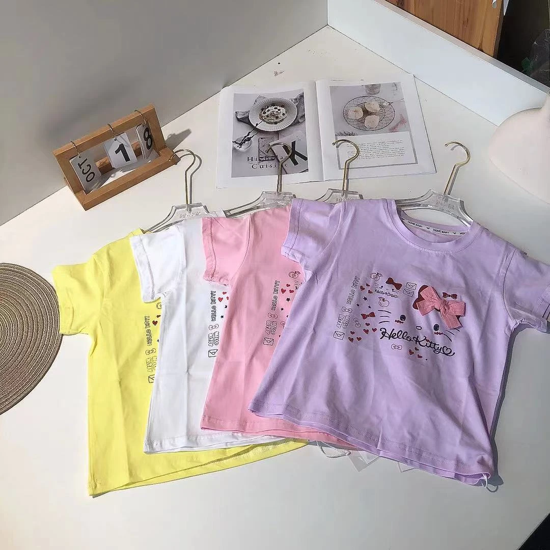 F254酷拉儿童夏季短袖T恤蝴蝶结小猫