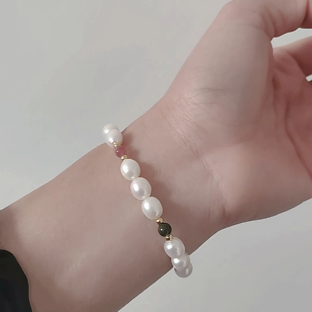 天然淡水珍珠手链碧玺彩宝手串