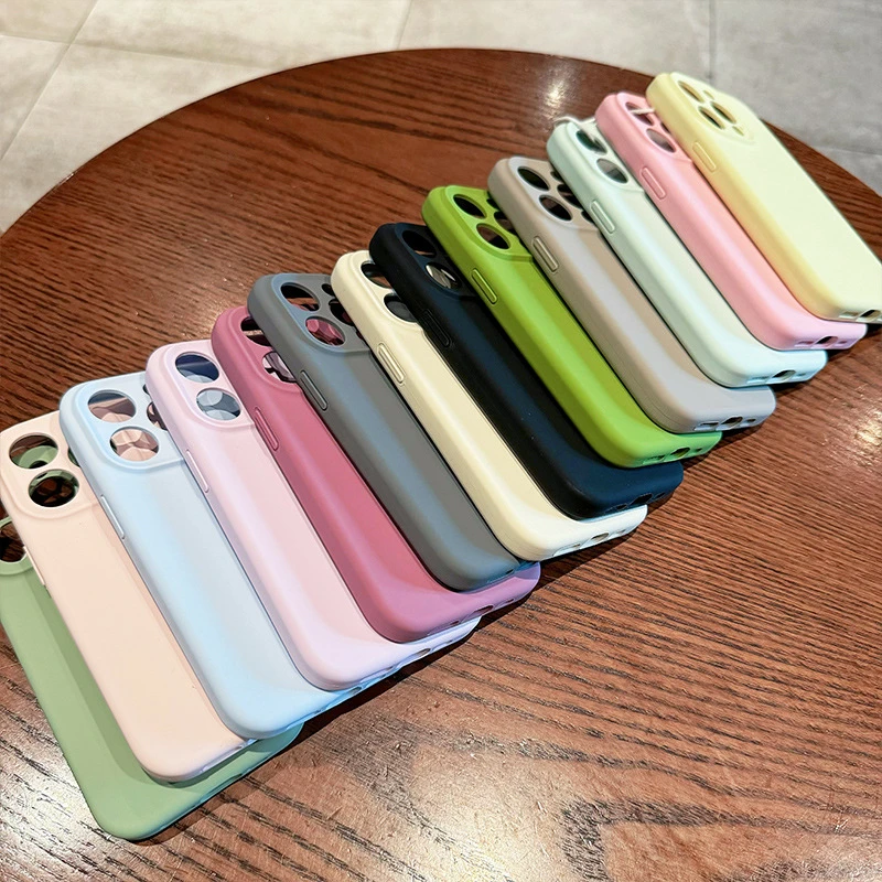 精孔液态硅胶适用苹果16pro冷淡风手机壳iPhone15女款14苹果超薄