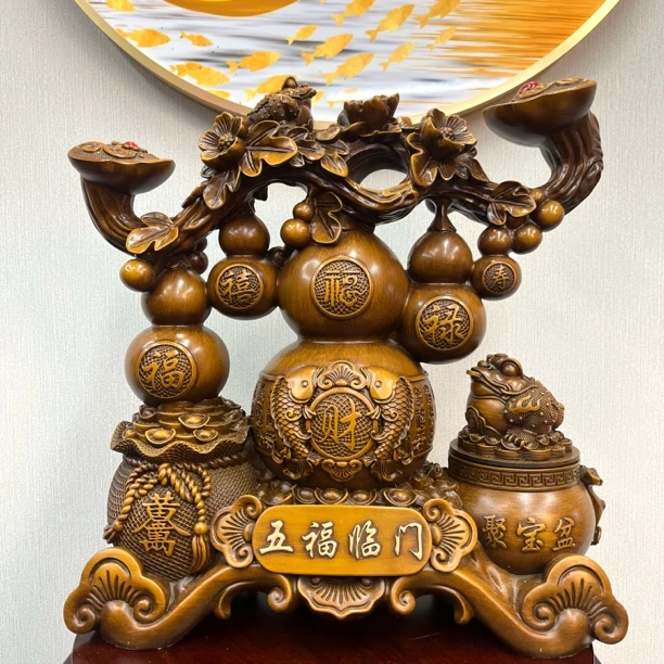 25022五福临门大号葫芦摆件适于办公室客厅玄关酒柜摆件