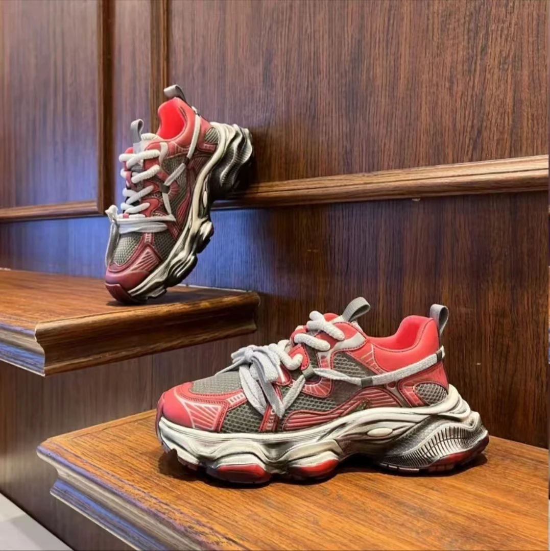 7777-5春季男士休闲时尚百搭透气网面厚底潮流轻奢老爹鞋鞋子