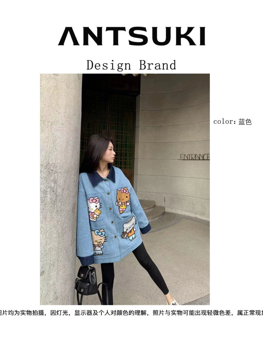 AnTsuki.【KT牛仔】25年春季新款高级感街头猫咪设计师款牛仔外套