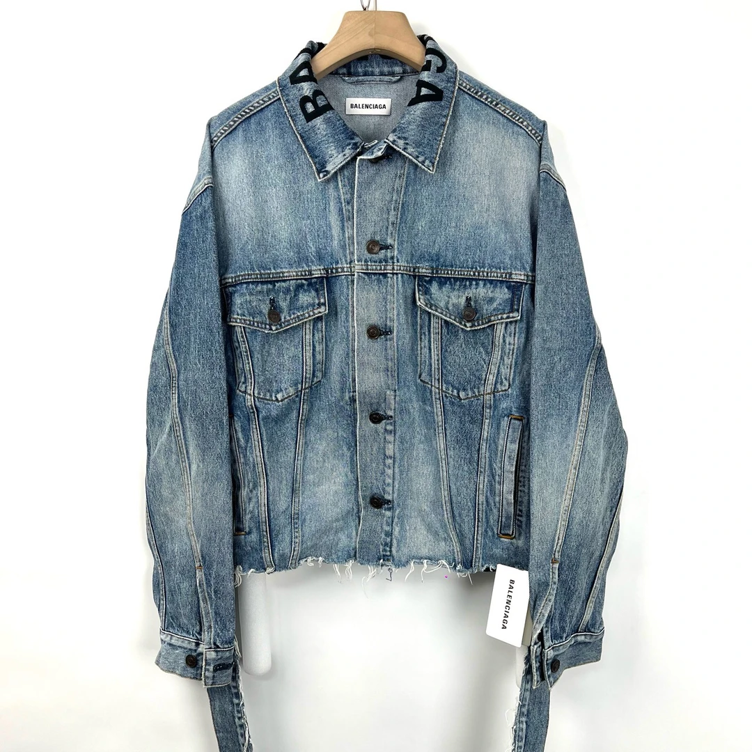 99新 Balenciaga/巴黎世家 38码/刺绣logo牛仔外套/全新闲置06595