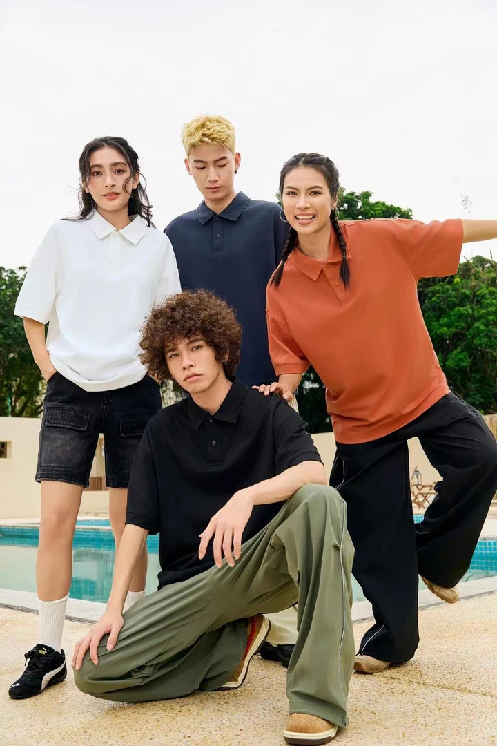 纯色短袖运动简约免烫半袖美式休闲百搭Polo衫宽松翻领夏季