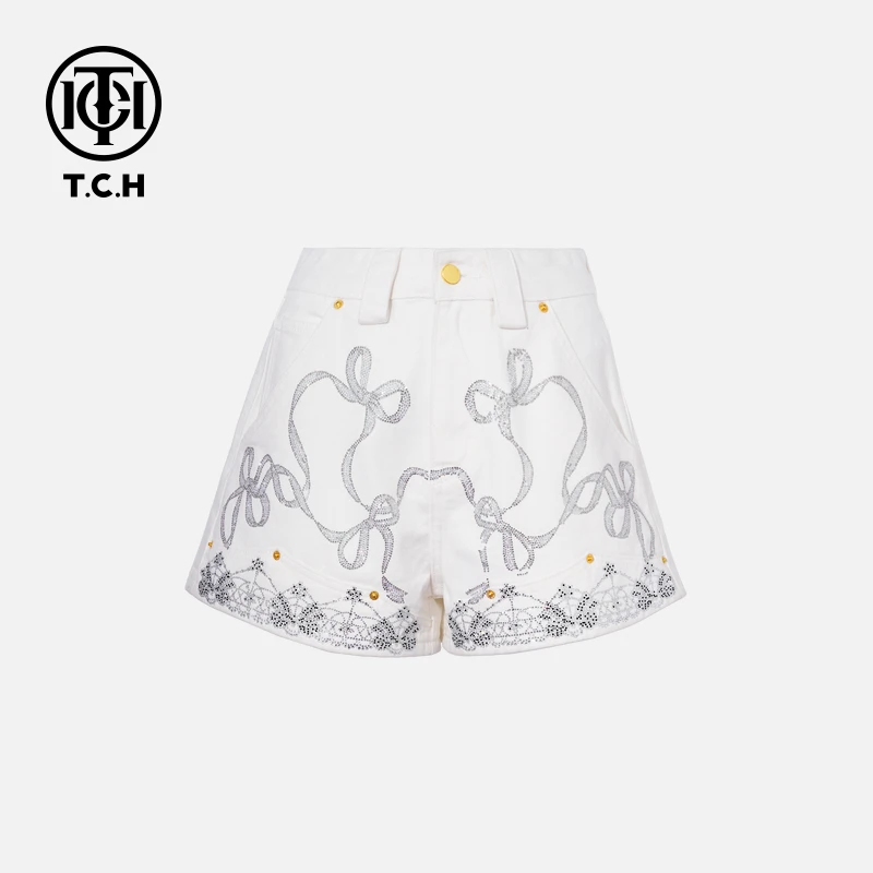 TCH私服烫钻工艺新时尚淑女百搭新潮流短裤女T75B21E5062轻奢tch