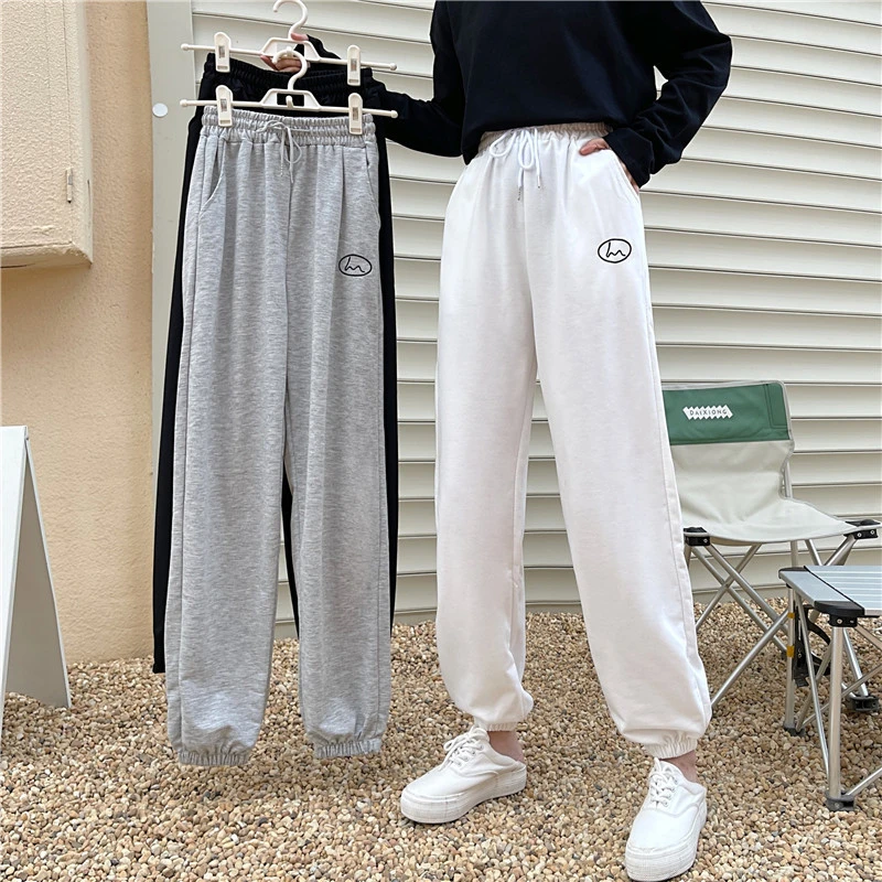 春夏原宿风ins裤子女高腰显瘦休闲运动裤女宽松束脚哈伦裤卫裤潮