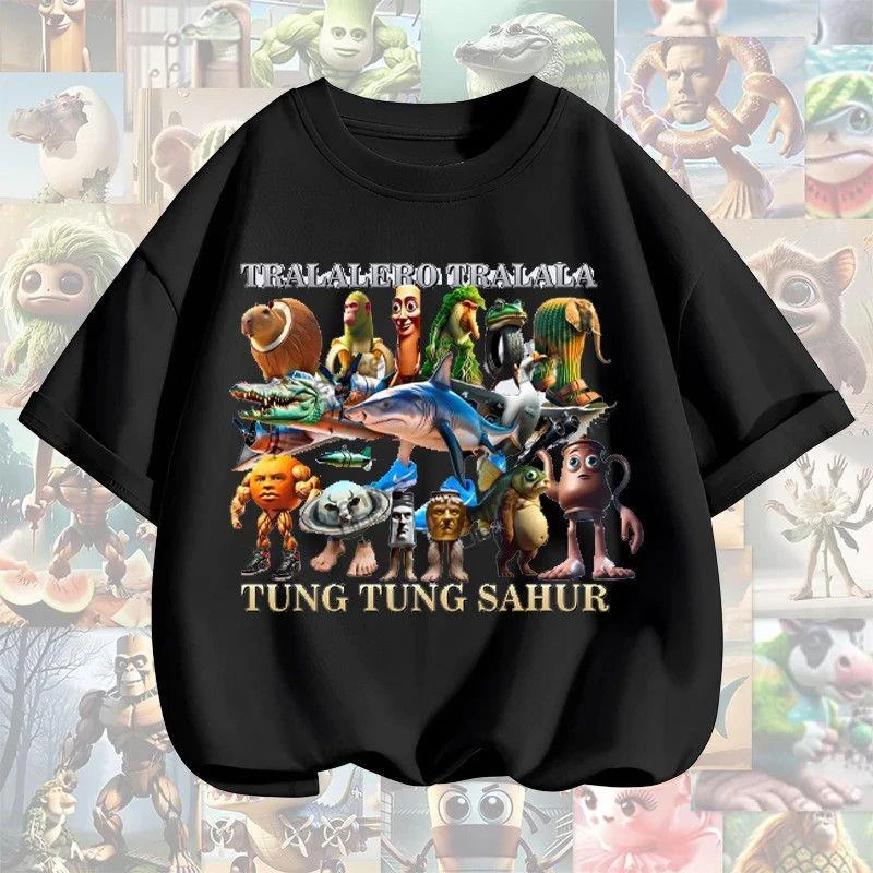 美国山海经通通哥木棍人童装潮牌周边衣服儿童短袖T恤打底衫卡通