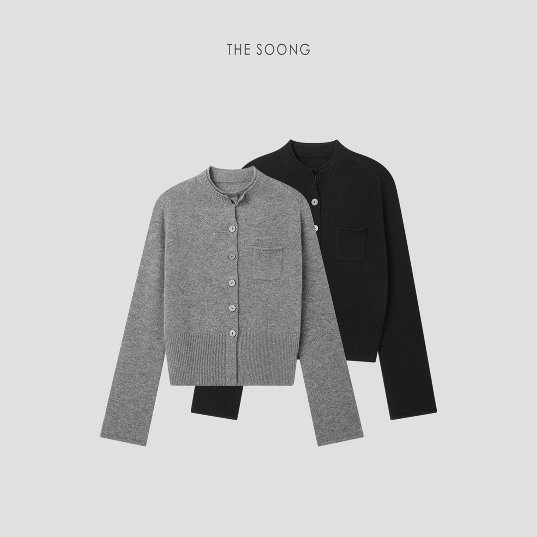 THESOONG|"轻暖御寒"山羊绒羊毛精织肤感双层螺纹领外套HLMY7407