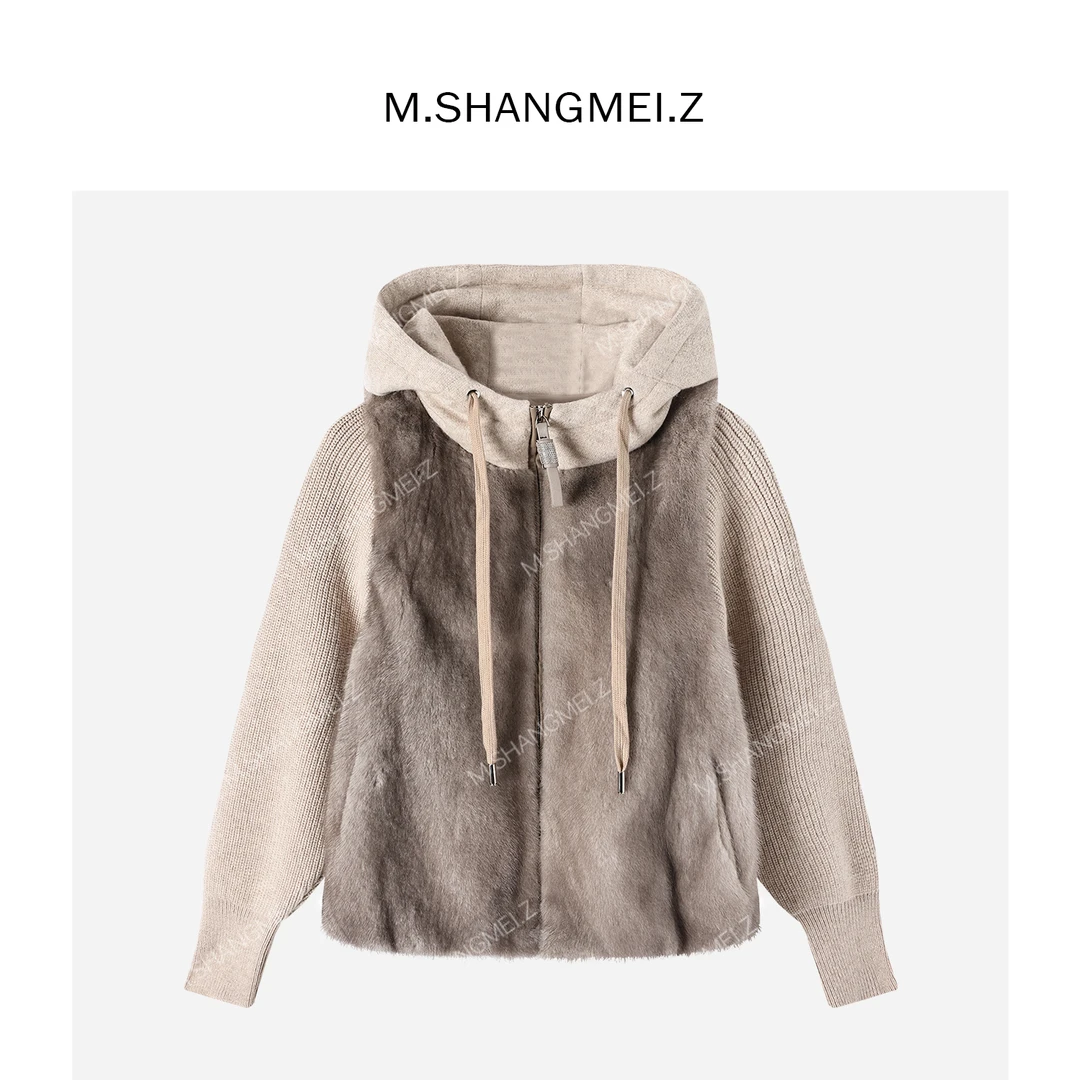 M.SHANGMEI.Z/沐熙【软香暖咖】美大哥进口丹麦水貂皮草外套X123431