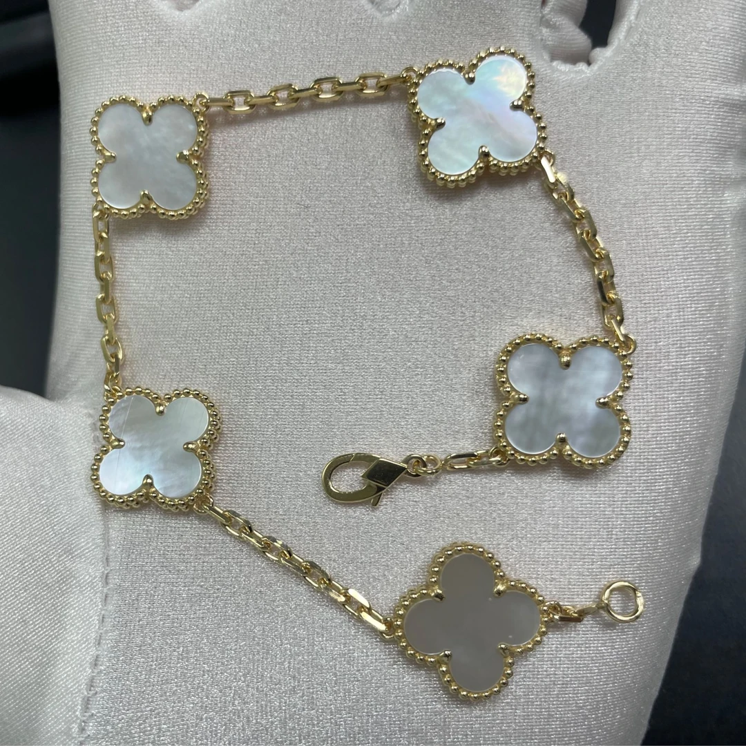 【CHERISH】18k  k黄 贝母四叶草五花手链