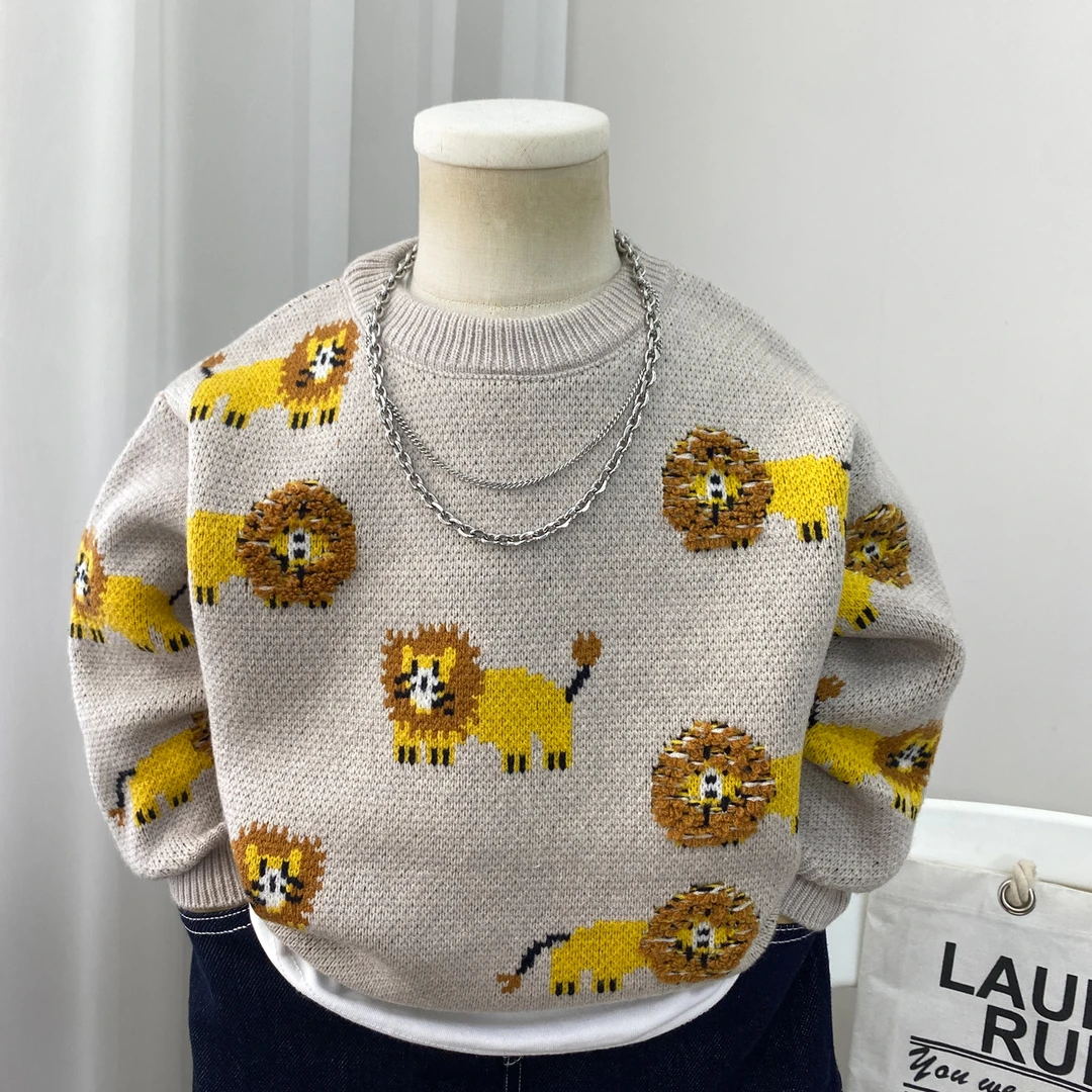 男童毛衣2025新款秋冬款儿童针织套头宝宝打底衫男孩洋气中童小童